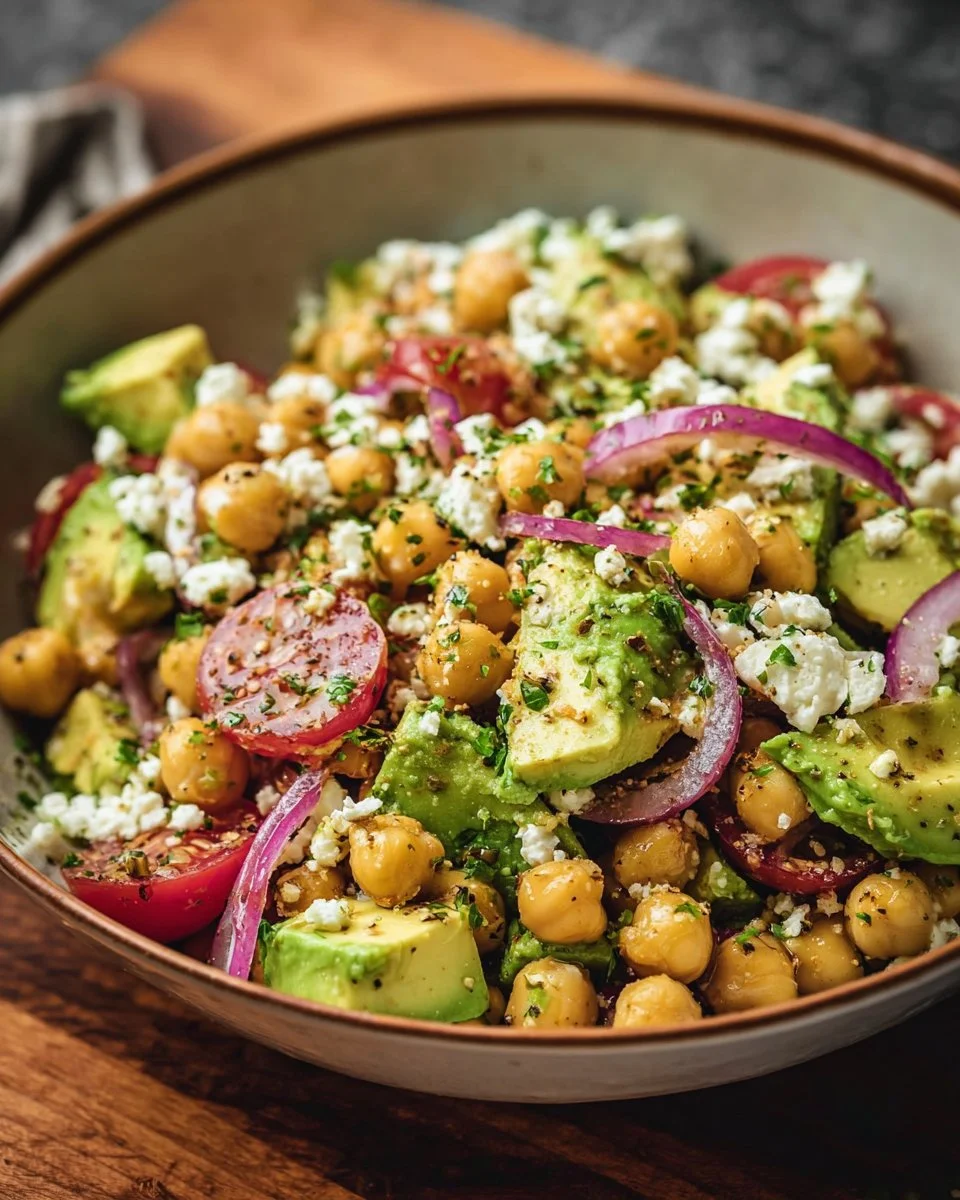 Chickpea Feta Avocado Salad