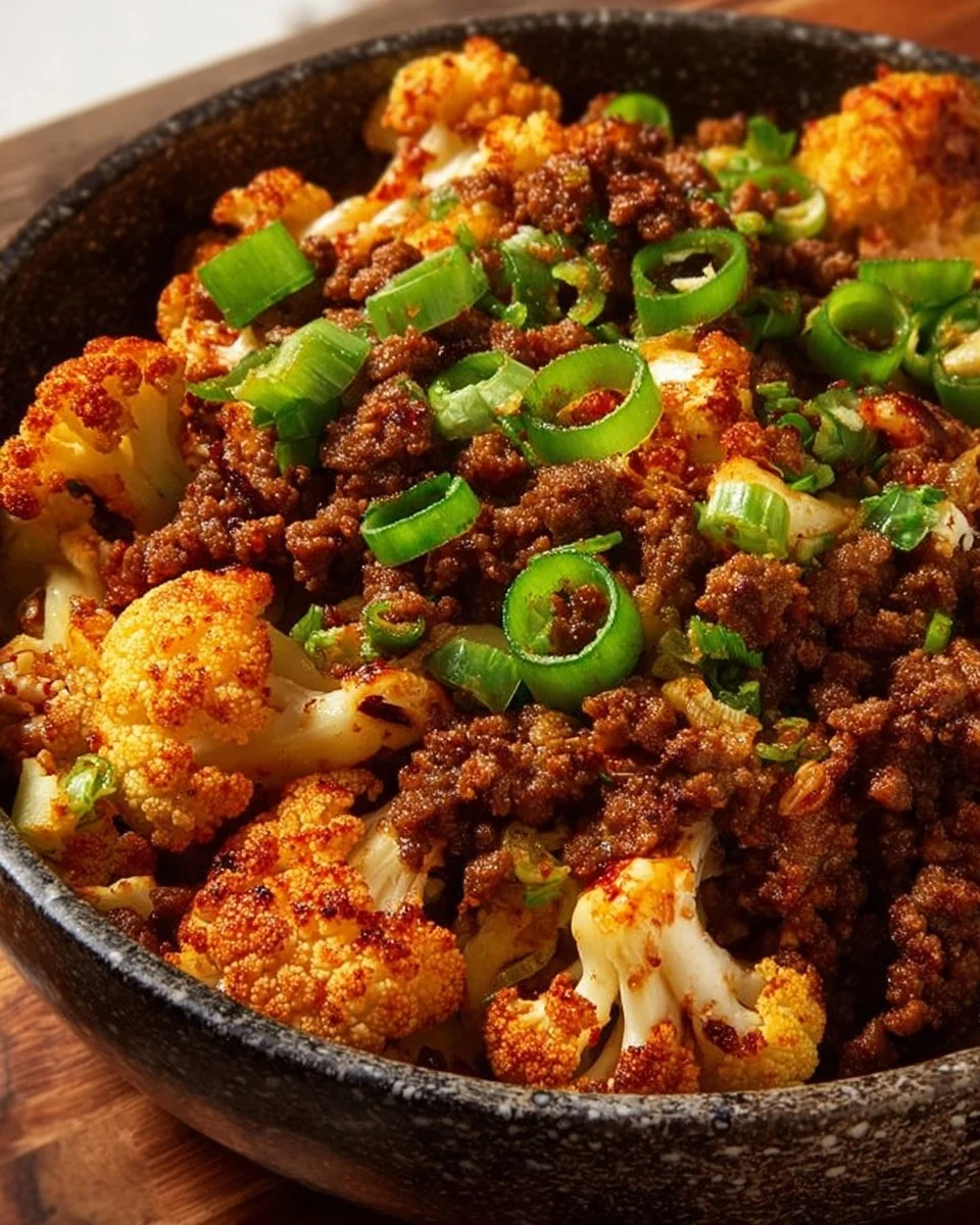 Crispy Chile Ground Beef and Cauliflower