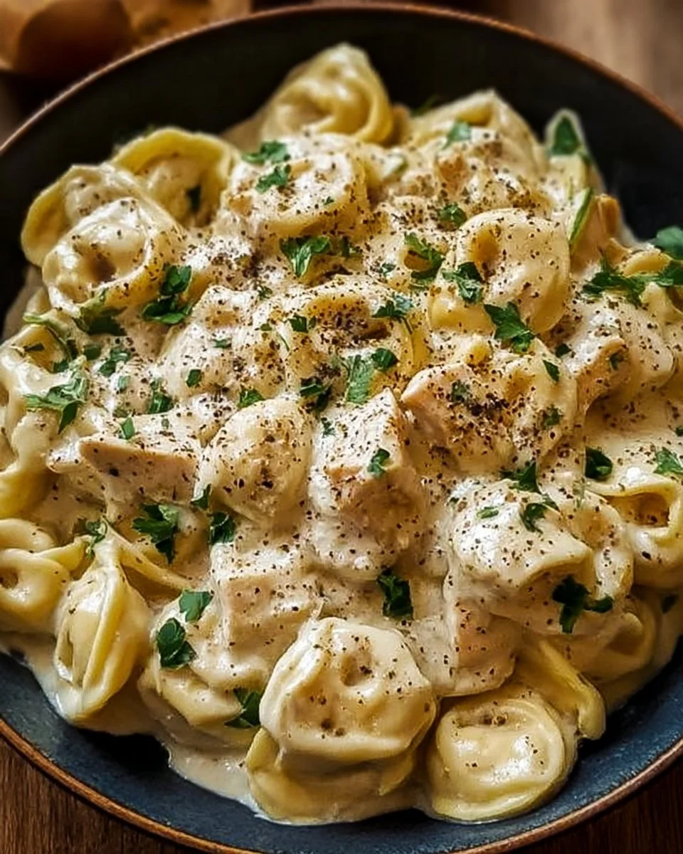 Crockpot Chicken Alfredo Tortellini