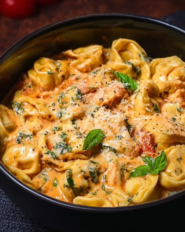 Delicious CrockPot Chicken Tortellini dish served in a bowl