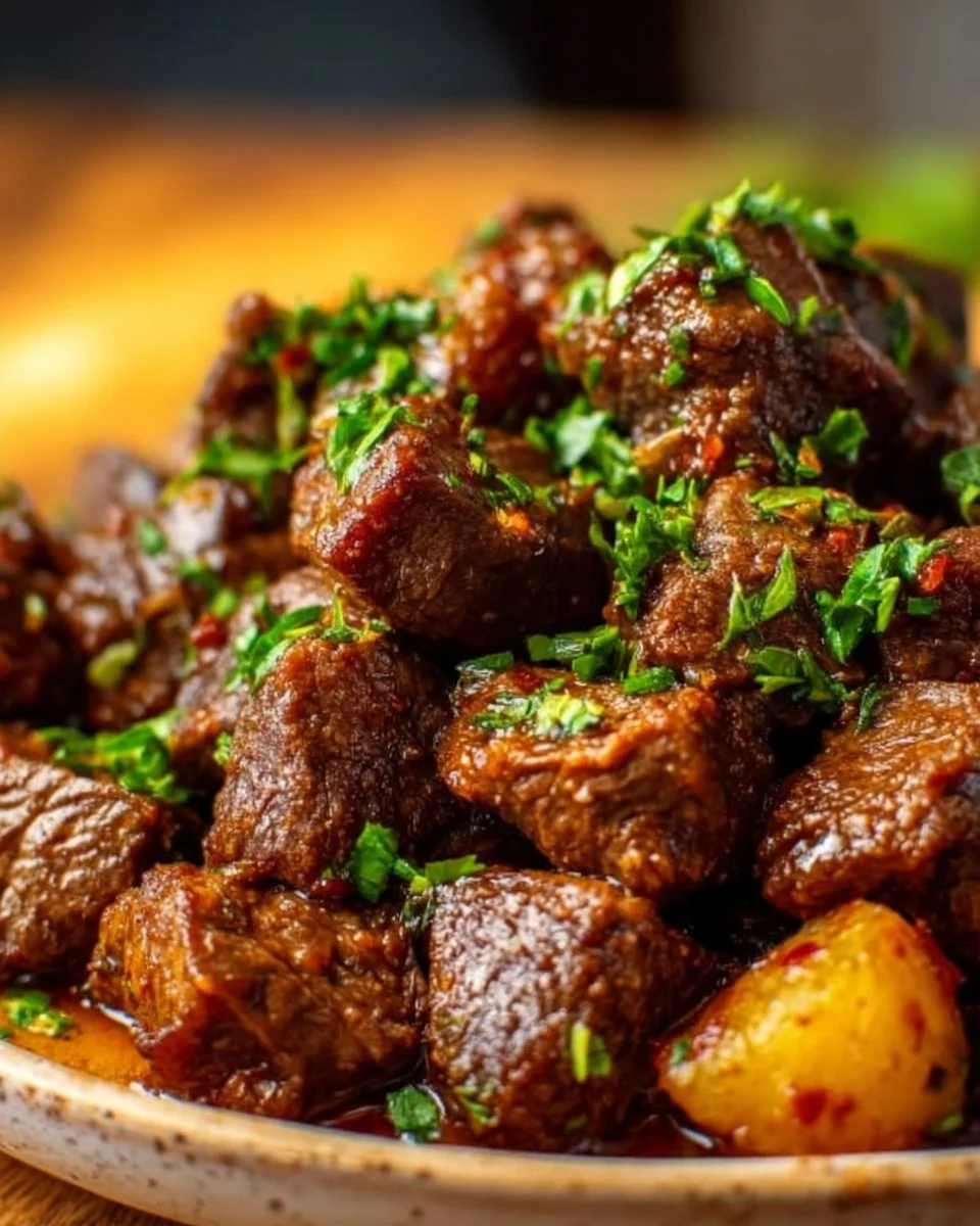 High Protein Slow Cooker Garlic Butter Beef Bites