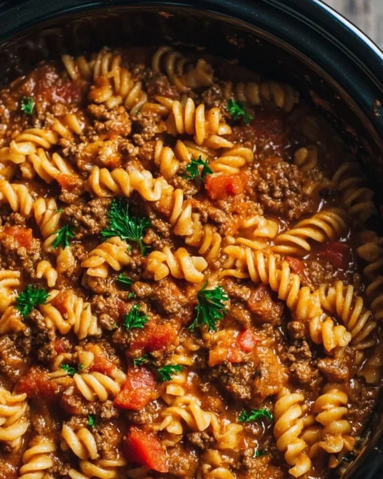 Delicious Crockpot Taco Pasta in a bowl ready to serve.