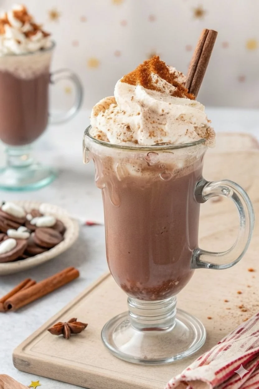 Delicious Disneyland hot chocolate served in a festive mug