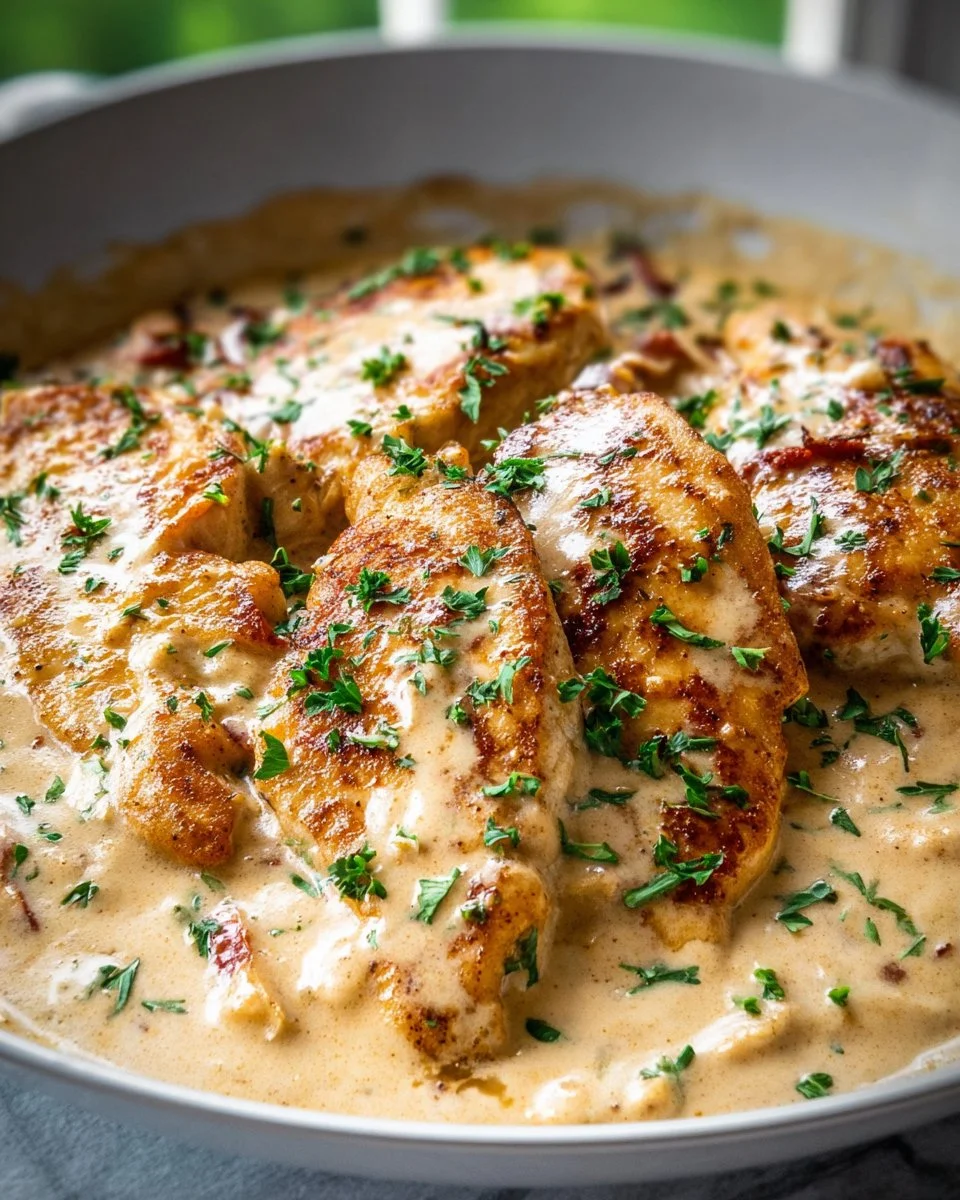 Delicious easy cream cheese chicken recipe on a plate