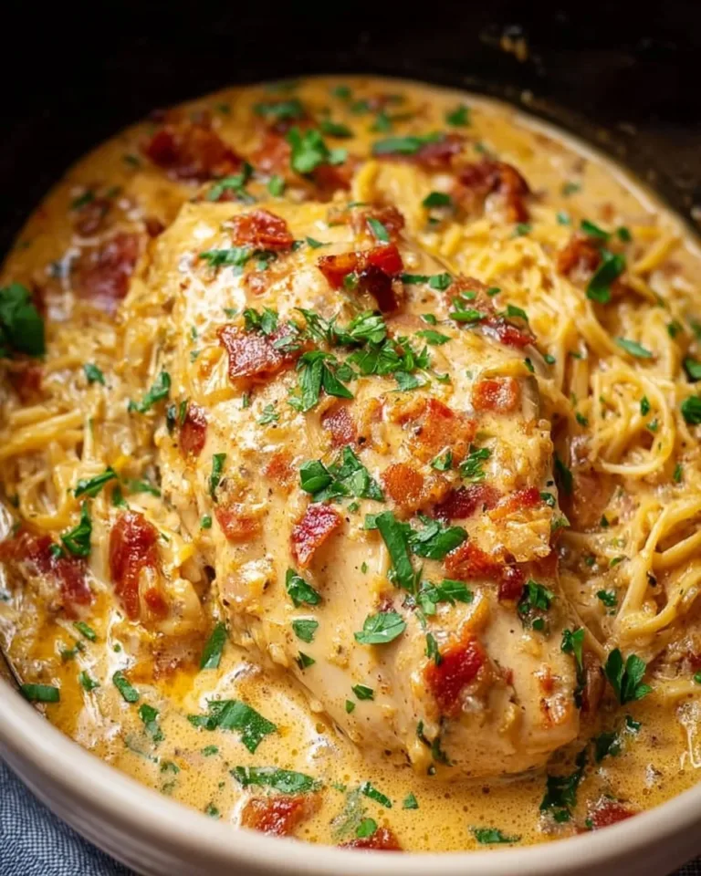 Delicious easy Crock Pot Crack Chicken served in a bowl with herbs