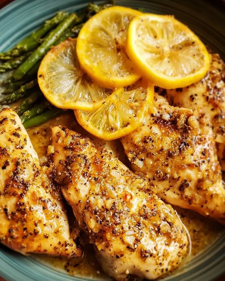 Deliciously cooked lemon pepper chicken served with fresh herbs and sides.