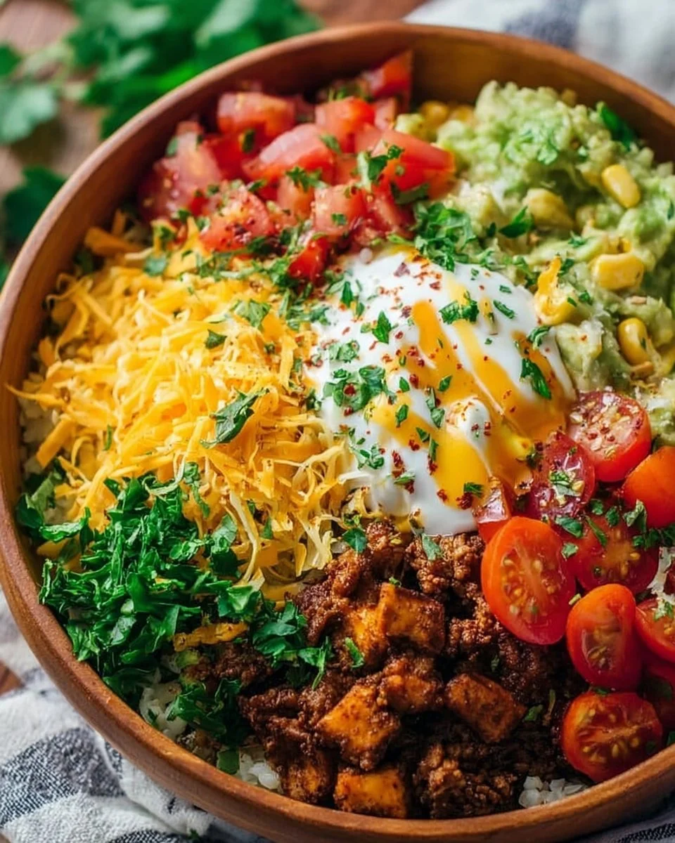 Easy Low Carb Burrito Bowl with fresh ingredients and vibrant colors