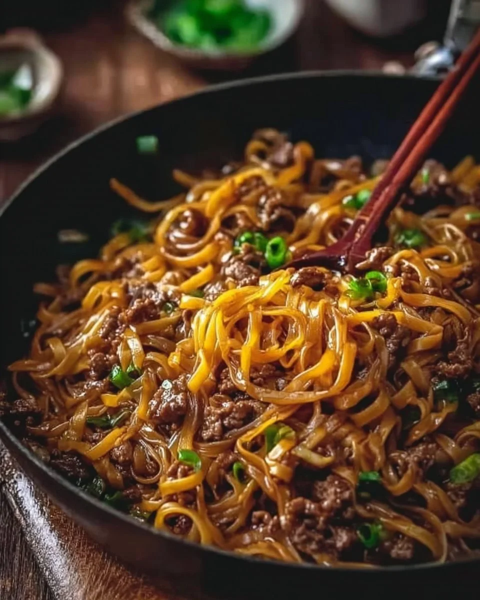 Easy Mongolian Ground Beef Noodles Recipe
