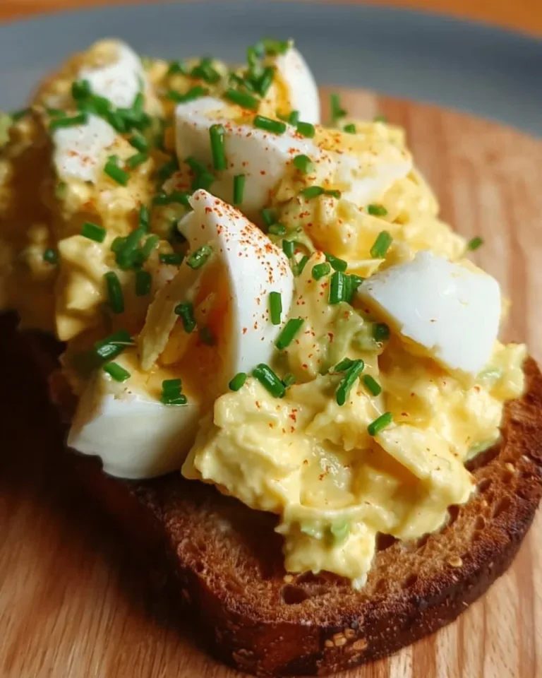 Creamy egg salad with avocado served on a plate