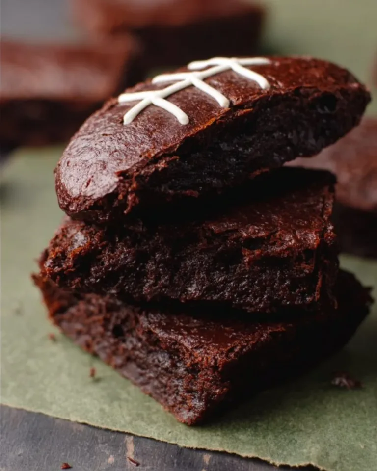 Fudgy football brownies decorated for a game day celebration