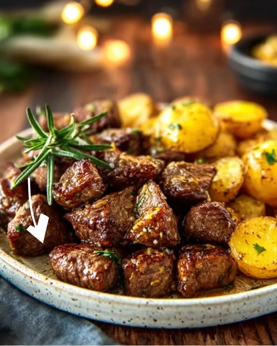 Garlic Butter Beef Bites with Potatoes