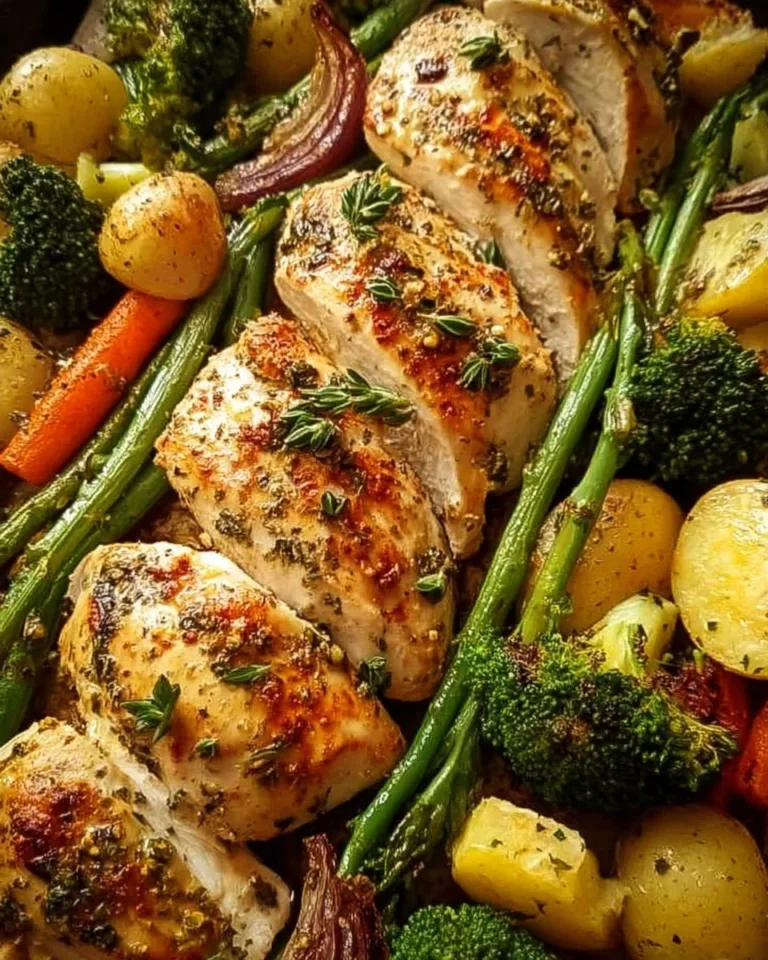 Garlic butter chicken sheet pan recipe with vegetables for an easy meal.