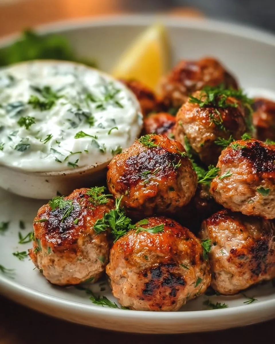 Greek Turkey Meatballs with Tzatziki