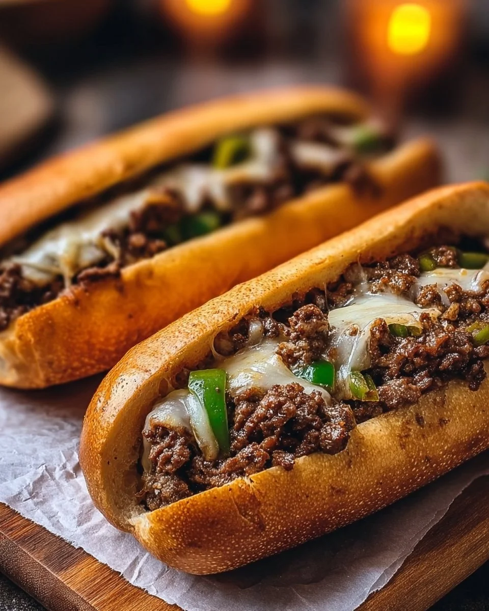 Ground Beef Philly Cheesesteaks