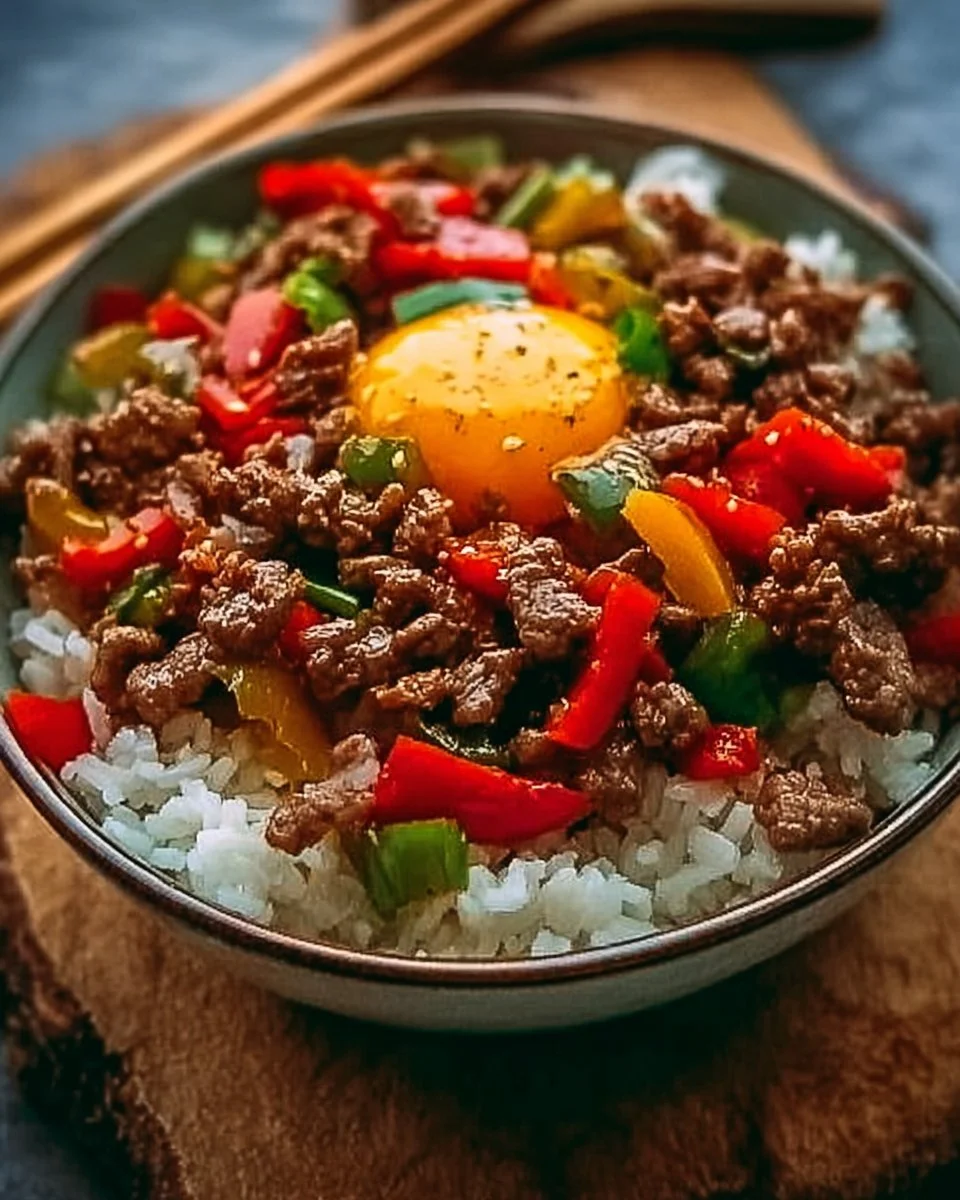 Healthy Beef and Pepper Rice Bowl