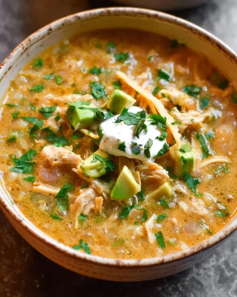 Bowl of healthy high protein white chicken chili topped with cilantro