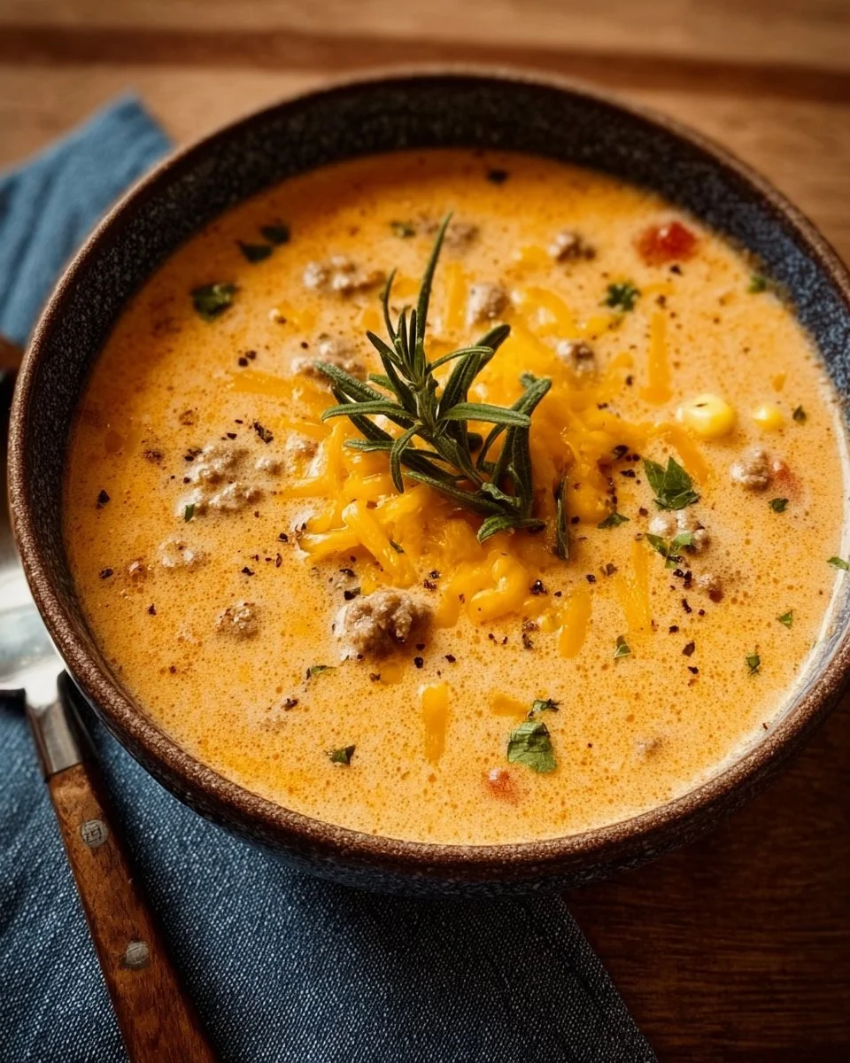 A bowl of hearty cowboy soup filled with beans, vegetables, and spices