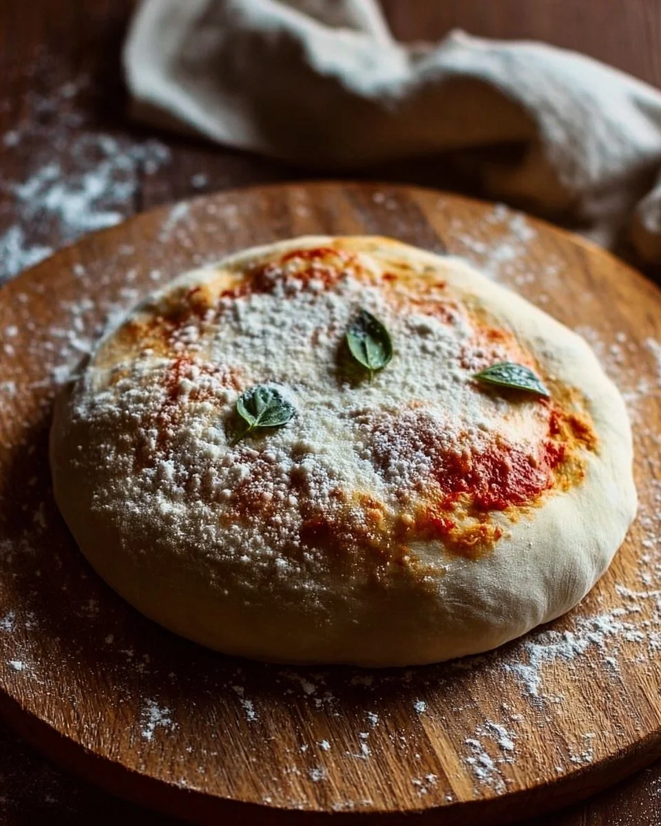 Easy and crispy homemade pizza dough recipe ready to be topped.