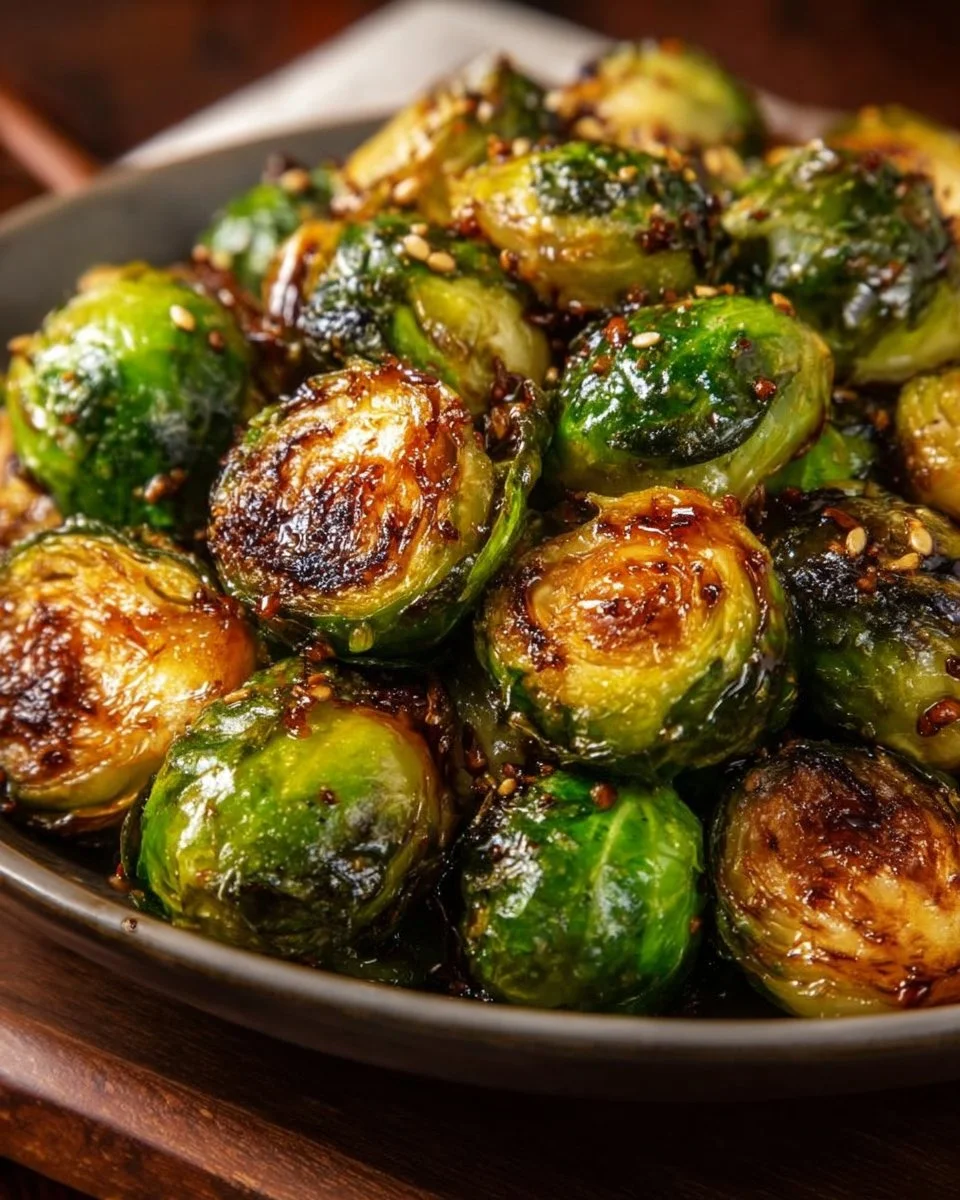 Honey Garlic Roasted Brussels Sprouts