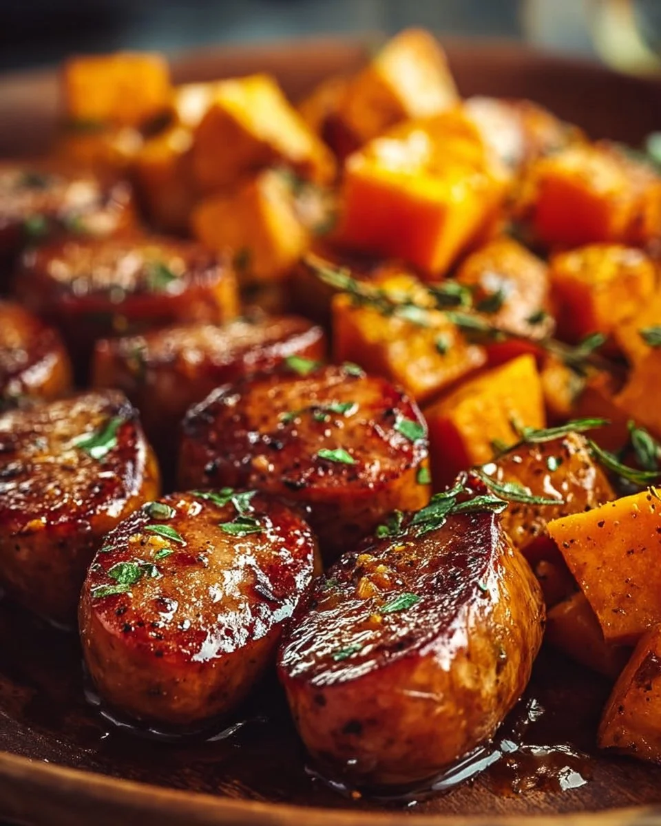 Honey Garlic Sausage with Sweet Potatoes