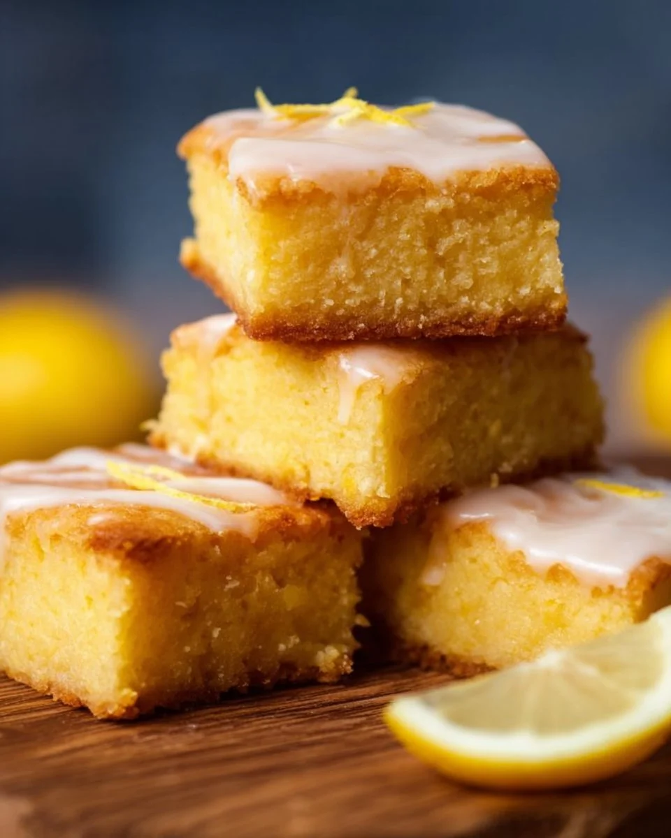 Deliciously moist lemon brownies with a zesty lemon glaze on top
