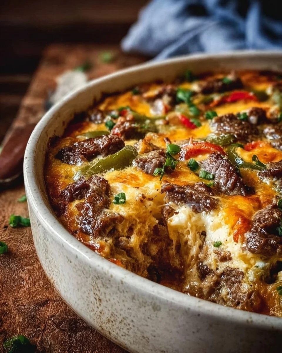 Low Carb Philly Cheesesteak Casserole