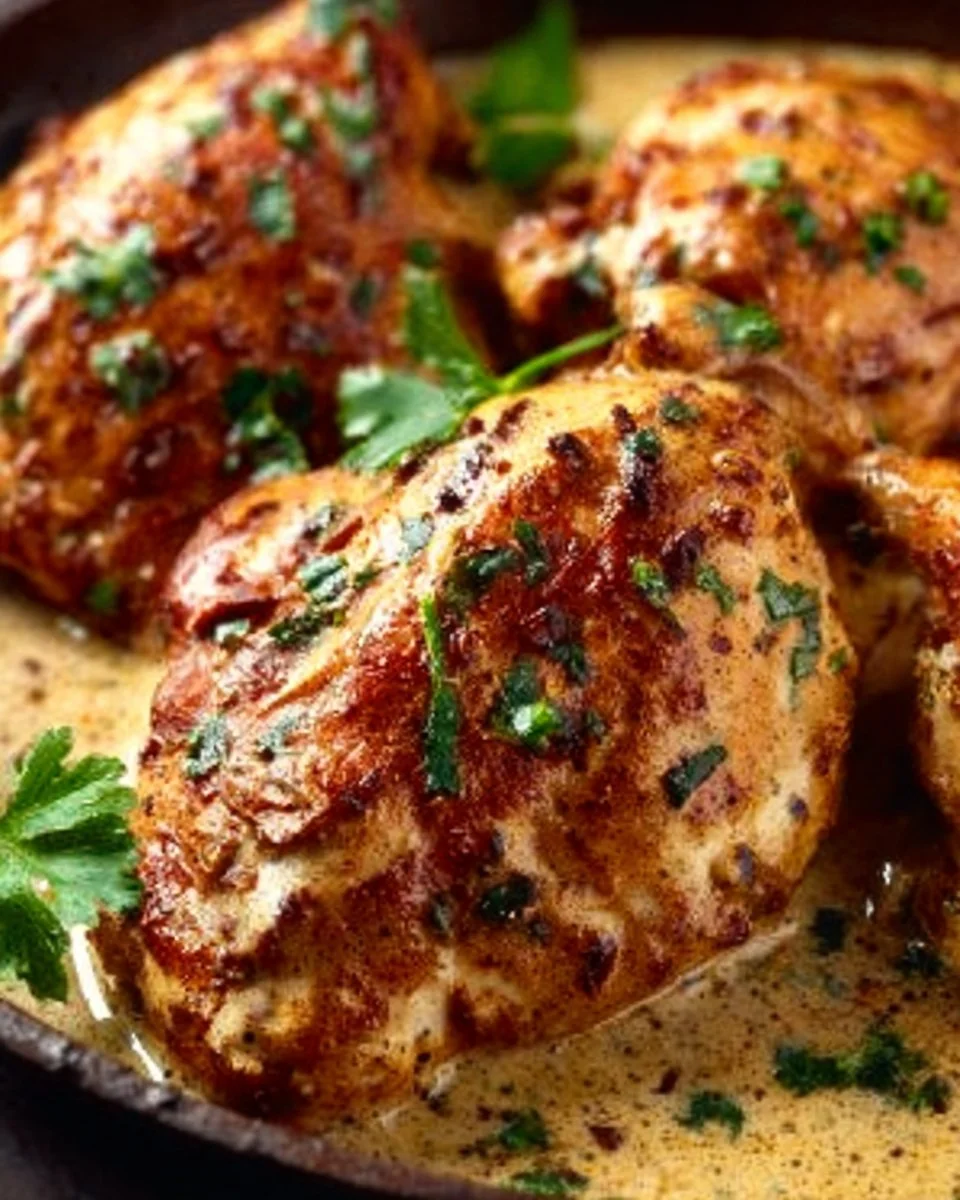 Delicious Marry Me Chicken served with fresh herbs and creamy sauce