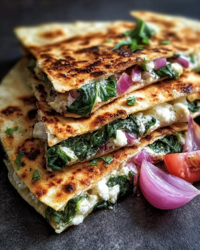 Mediterranean Quesadilla filled with fresh vegetables and cheeses on a plate