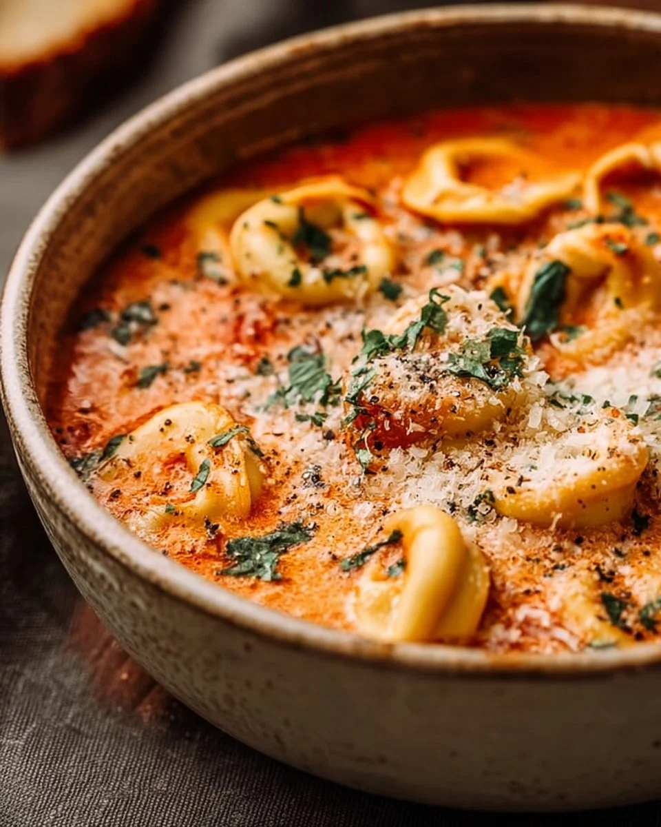Parmesan Tomato Tortellini Soup
