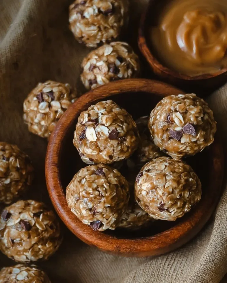 Peanut butter oatmeal balls recipe, healthy snack idea with oats and nut butter