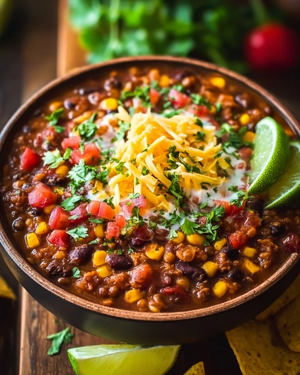 Slow Cooker Lentil Taco Chili