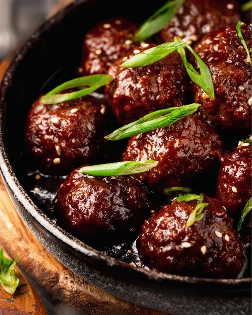 Sticky Mongolian Beef Meatballs