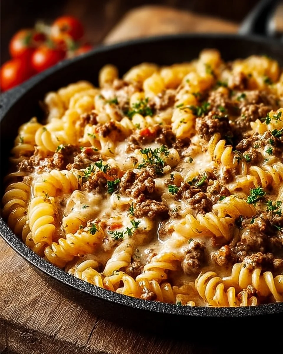 Stovetop Creamy Ground Beef Pasta