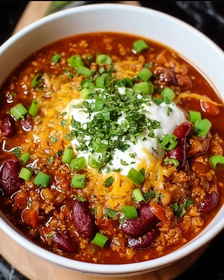 Bowl of tasty crockpot vegetarian chili with beans and vegetables