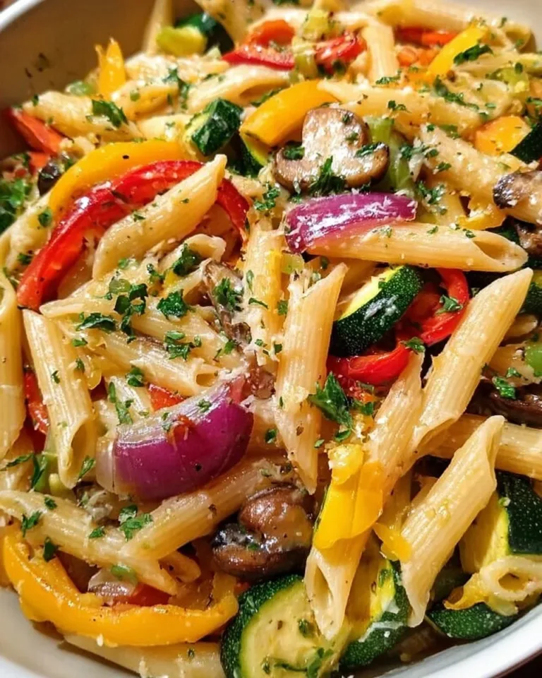 Delicious Vegetarian Pasta Primavera with fresh vegetables and herbs
