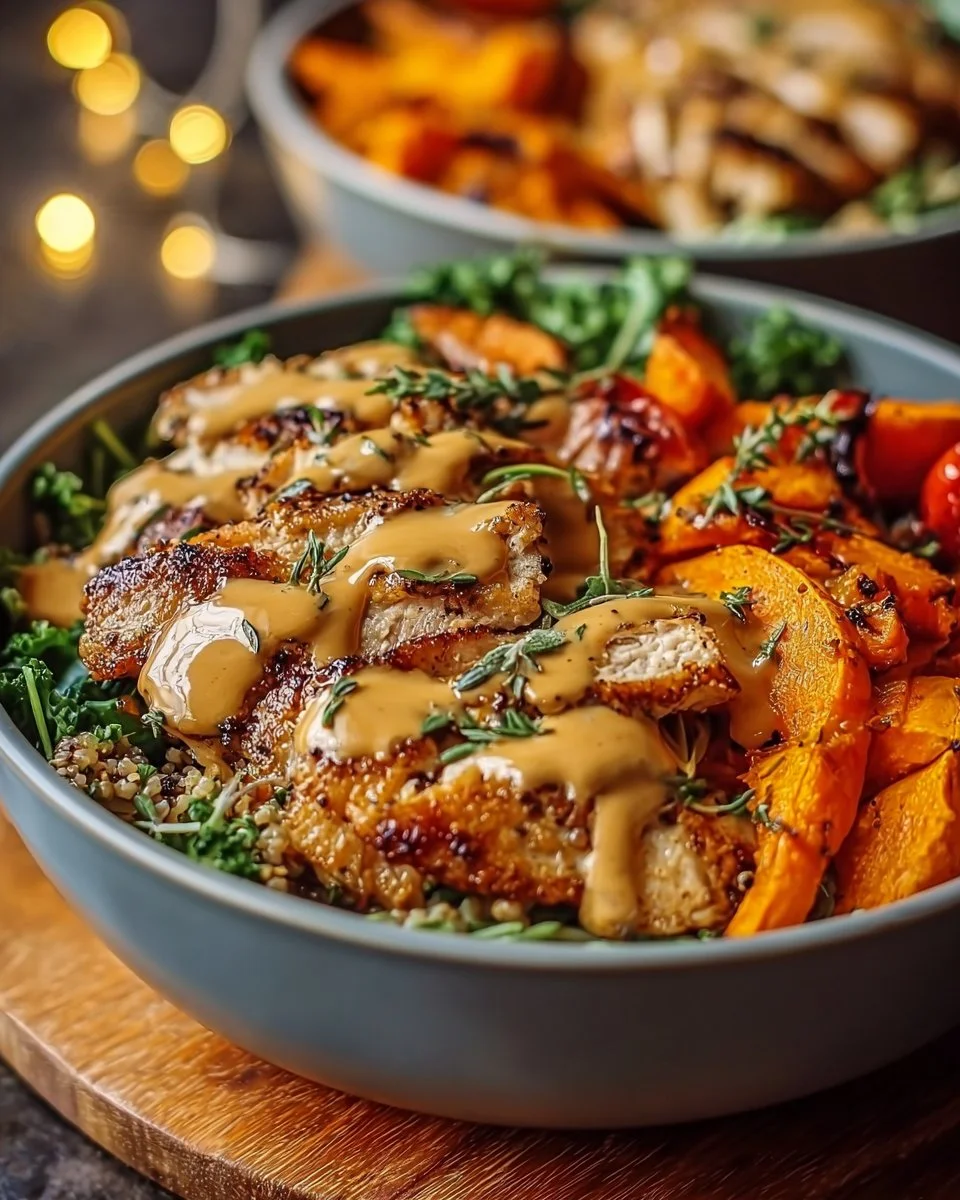 Maple-Dijon Chicken and Sweet Potato Bowl