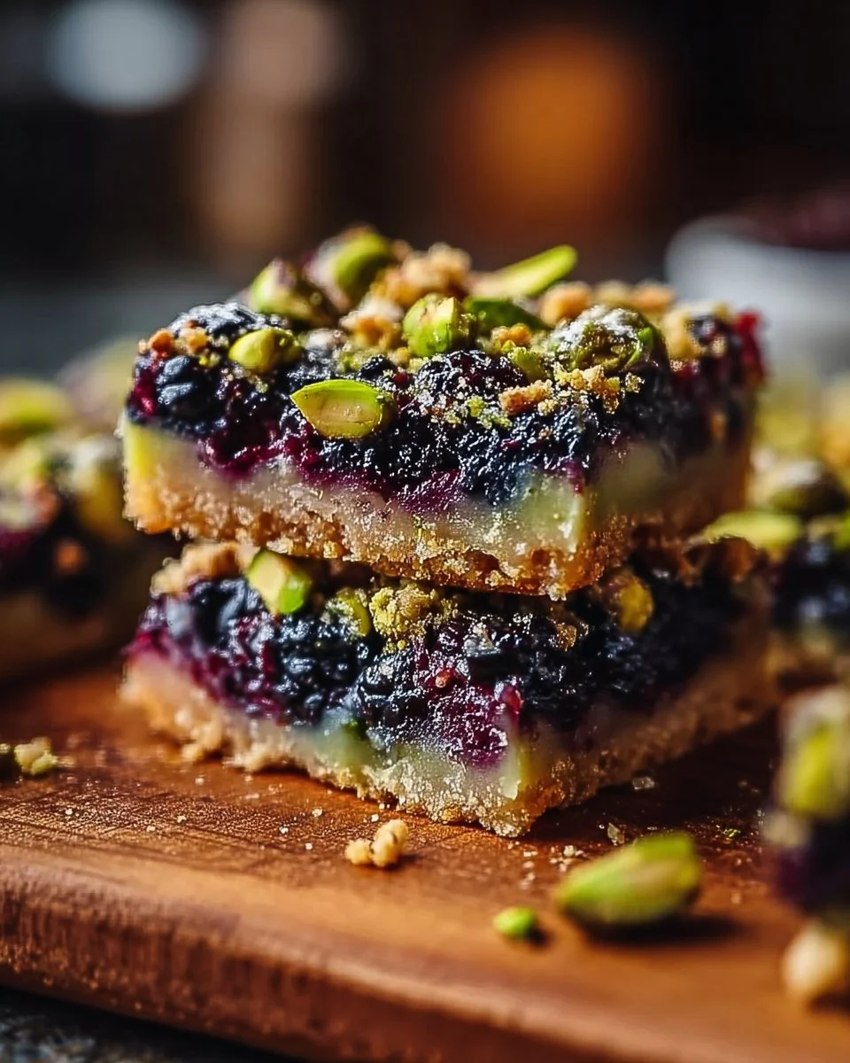 Blackberry Pistachio Dream Bars