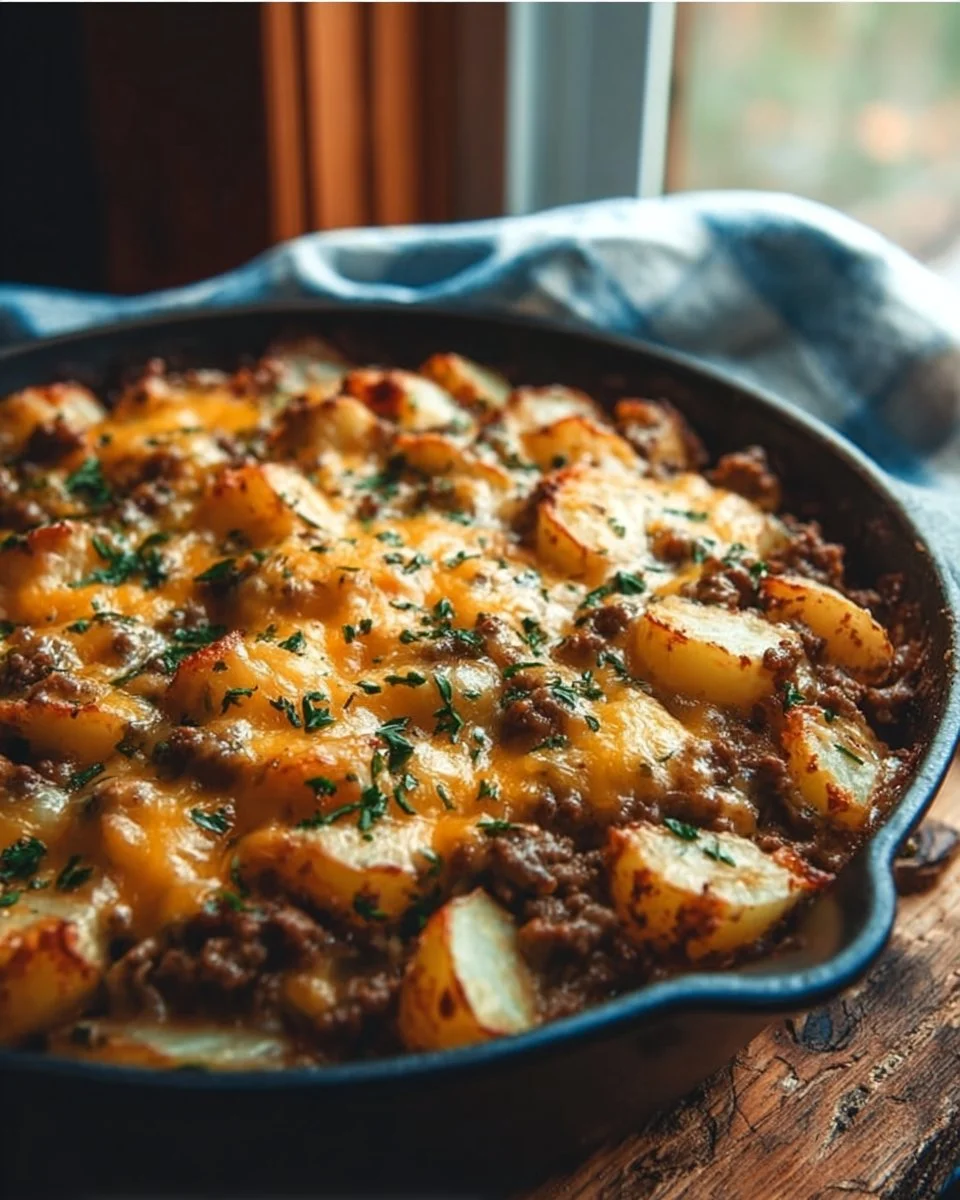 Cheesy Ground Beef & Potato Casserole