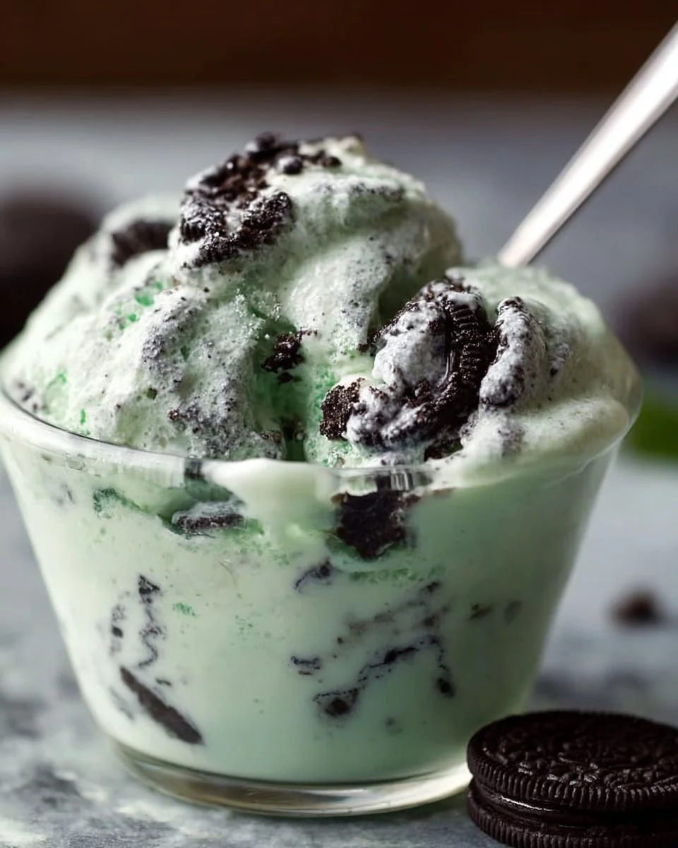 Delicious homemade Oreo Shamrock McFlurry dessert in a cup