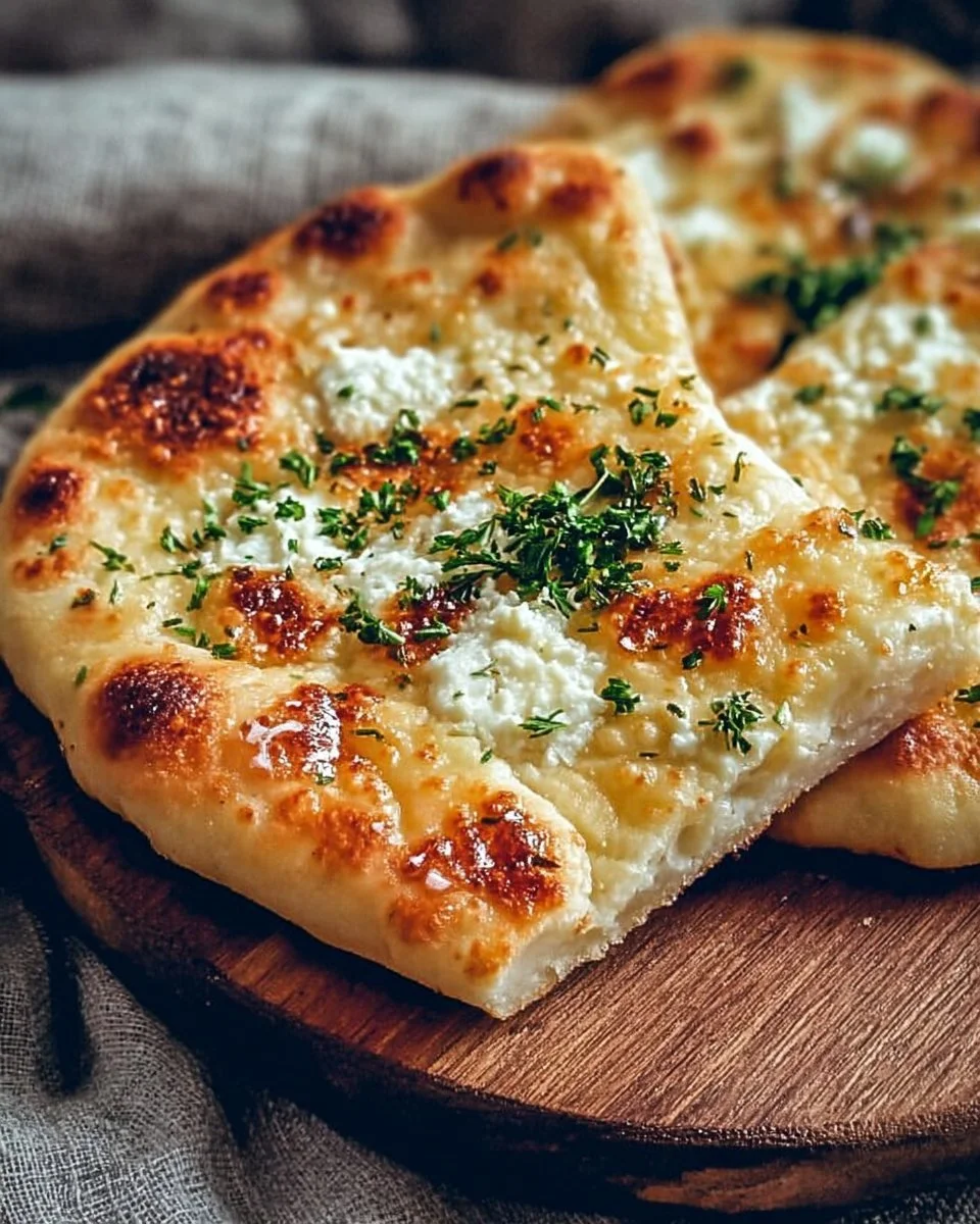Delicious Cottage Cheese Flatbread served with fresh toppings