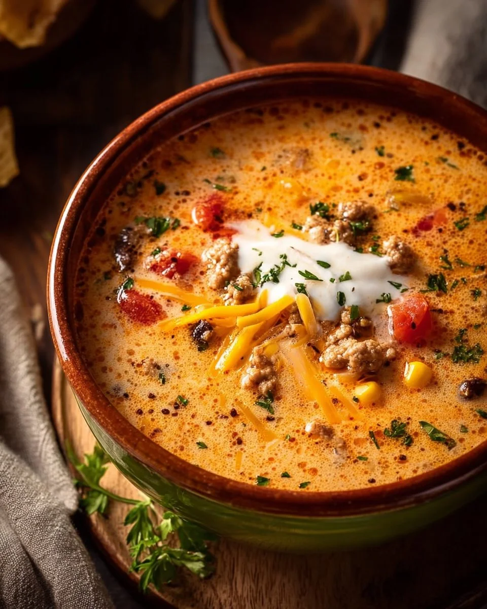 Creamy Ground Turkey Tortilla Soup