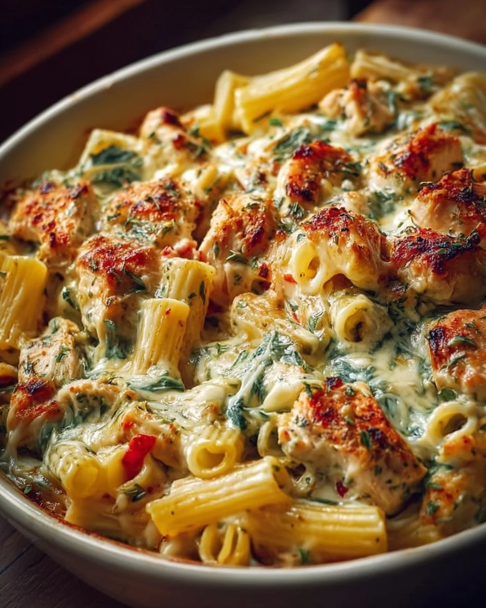 Creamy Pesto Chicken Pasta Bake