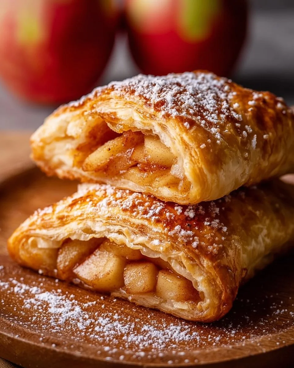Baked crescent roll apple turnovers with a golden crust and apple filling