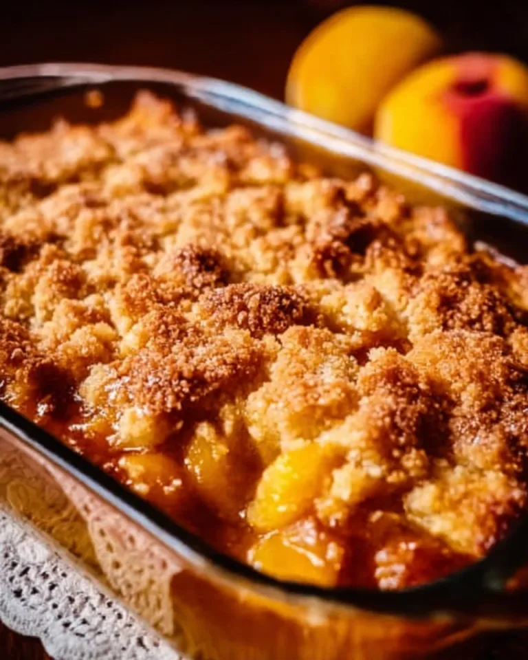 Diabetic sugar-free peach cobbler served in a dish