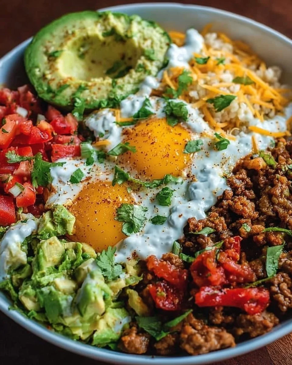 Delicious low carb burrito bowl with fresh ingredients served in a bowl
