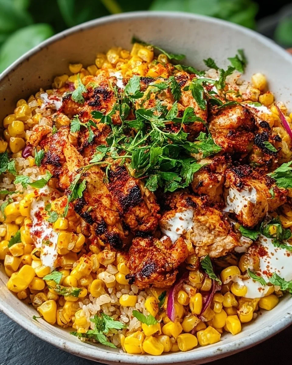 Delicious Easy Street Corn Chicken Bowl ready to serve.