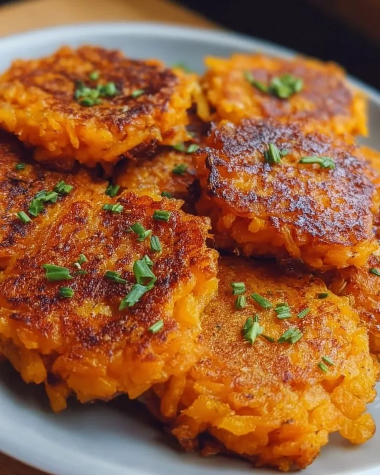 Healthy sweet potato hash browns served on a plate with fresh herbs