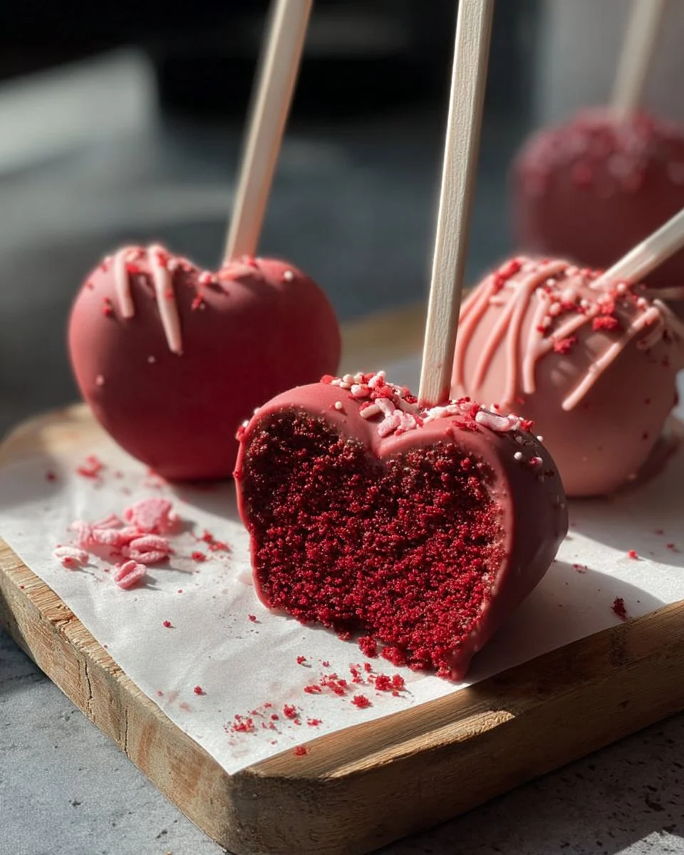 Heart-Shaped Red Velvet Cake Pops