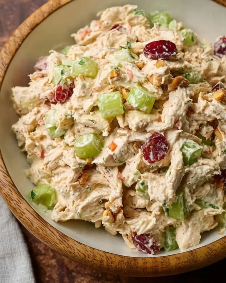 High protein chicken salad made with fresh ingredients and served in a bowl