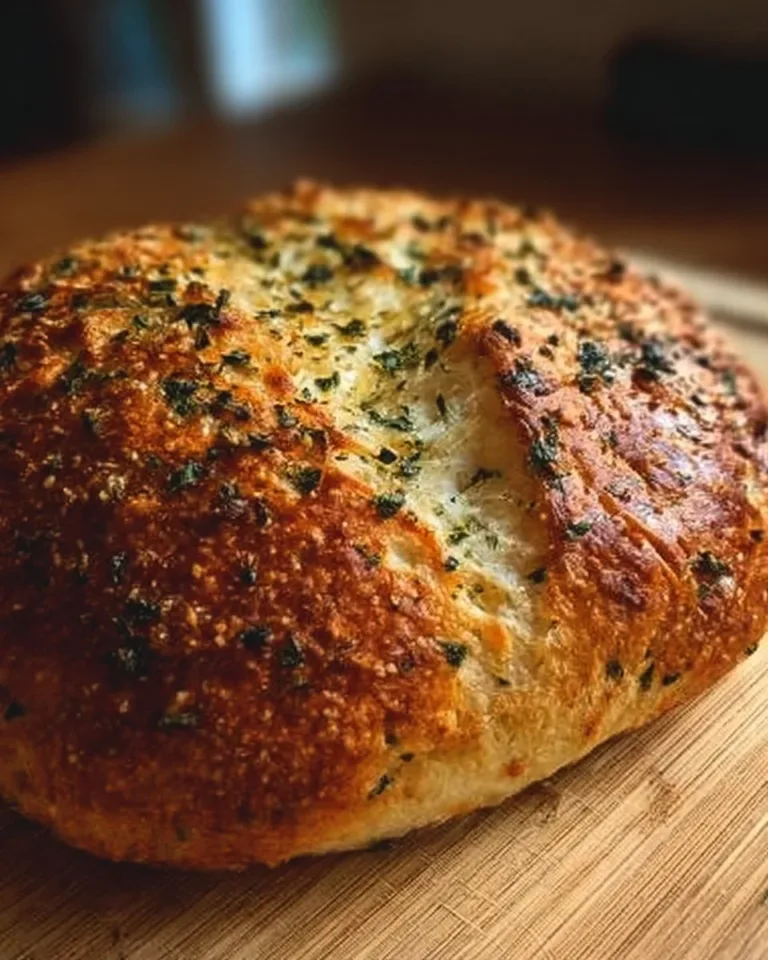 Freshly baked Italian Herbs and Cheese Bread with herbs and melted cheese